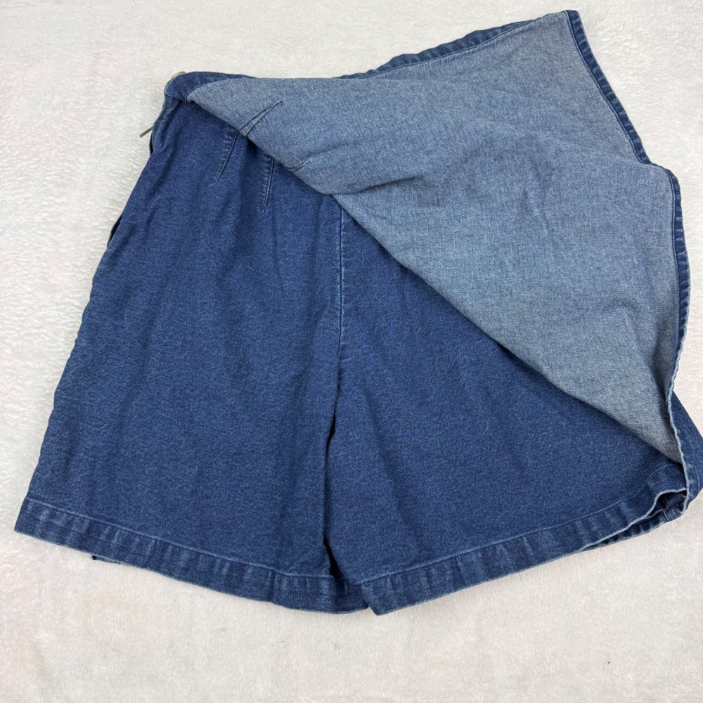 Van Heusen‎ Womens Blue Denim Printed Skort Side Zip Cotton Size 10 - Picture 4 of 10